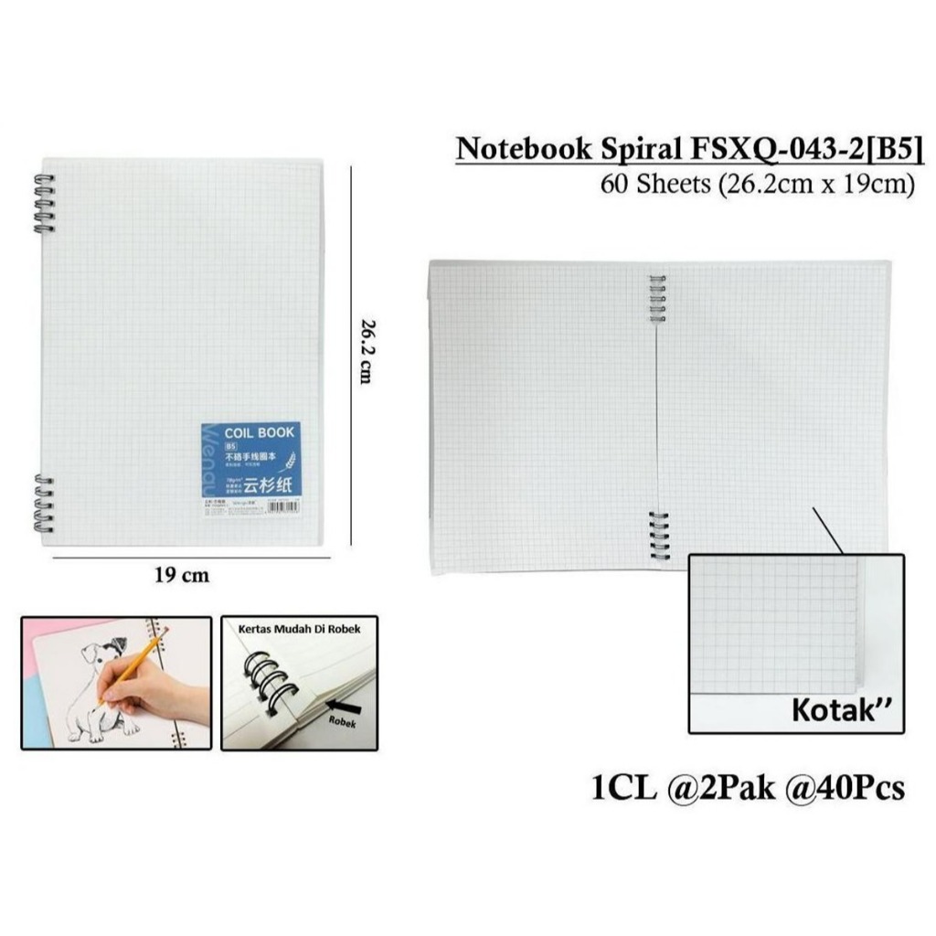 

WENGU NOTEBOOK SPIRAL RING ORIGINAL - BUKU CATATAN SPIRAL 60 LEMBAR Fsxq-043-2-B5
