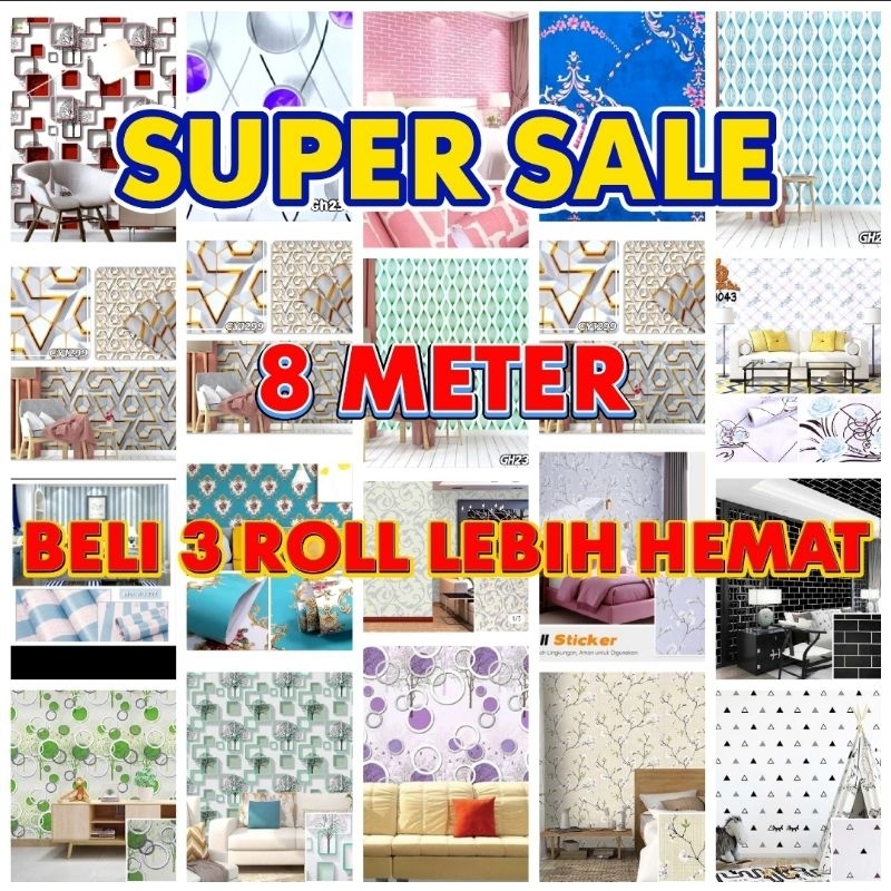 Wallpaper Stiker Dinding Bahan PVC Anti Air / Wallpaper kamar Tidur/Wallpaper Dinding/Walpaper Dindi