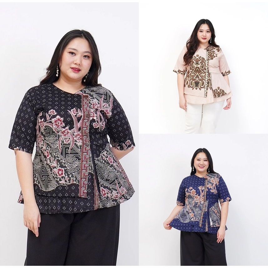 BAJU BLOUSE BATIK PREMIUM ATASAN WANITA BIG SIZE JUMBO XXL XXXL 309C BAJU HAMIL KERJA KANTOR KASUAL 