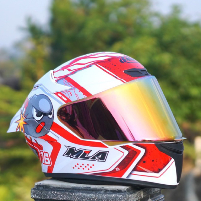 Helm Full Face MLA Crypton Ttc Motif  MLA paket ganteng Visor Iridium Blue Helm SNI motif Original M