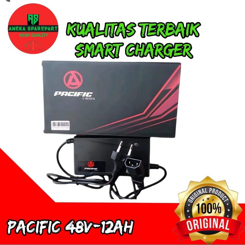 Charger Cas sepeda listrik Pacific 48volt 12Ah Original E-Series