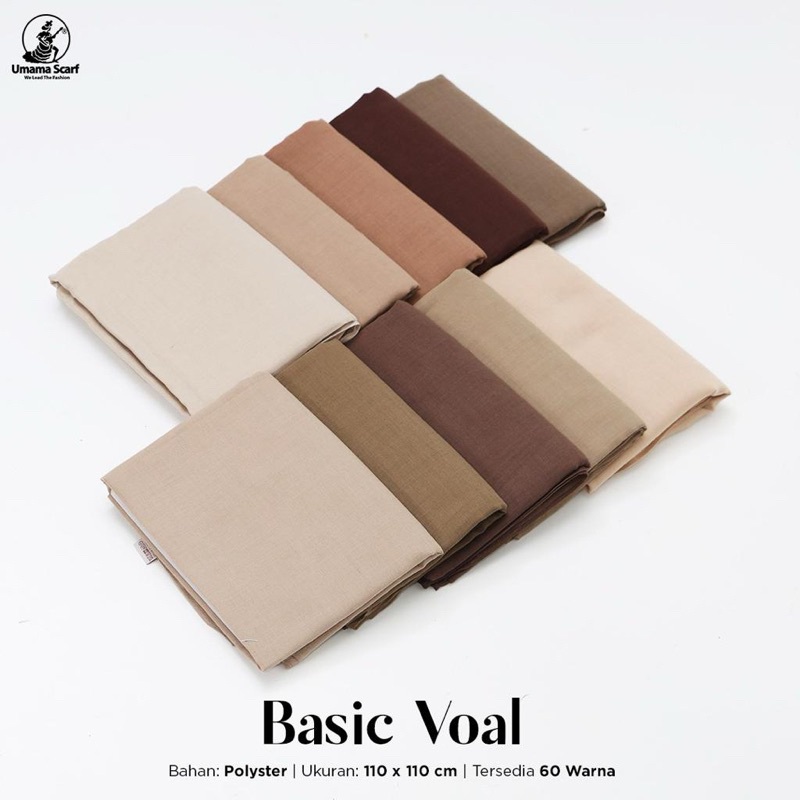 Hijab Segiempat Basic Voal Umama 110x110 cm Jahit Tepi / Hijab Segiempat Basic Voal Umama Polos