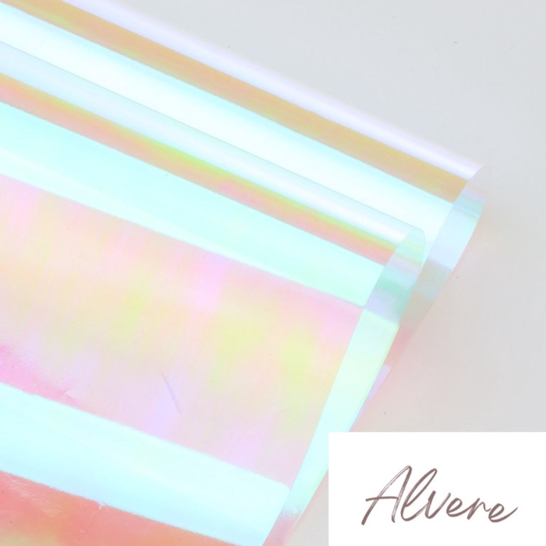

Hadir Meriah 5 LEMBAR Hologram Flower Wrapping Paper Rainbow Cellophane Kertas Buket Bunga