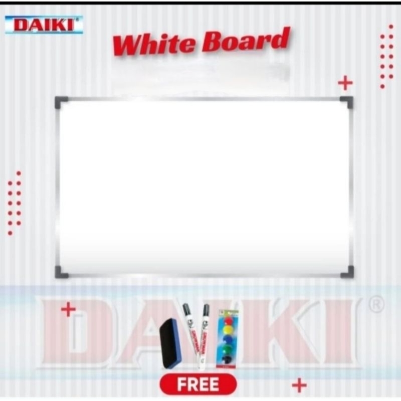 

DAIKI Papan Tulis White Board Single Face Gantung Magnet uk 60 x 90 cm / 60 x 100 cm / 60 x 120 cm..