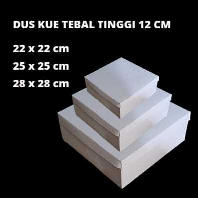 

(5pcs) Dus Kue Tart Tinggi 12cm Ukuran 22cm, 25cm, 28cm, 30cm Warna Putih Polos Tebal untuk Ultah