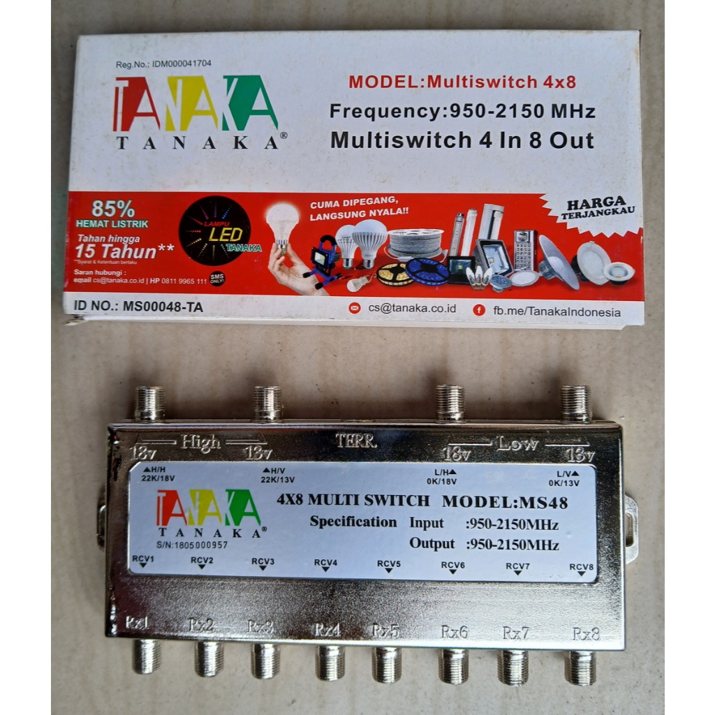 Multi Switch 4 x 8 TANAKA MS48 untuk Antena Parabola bagi ke 8 Receiver