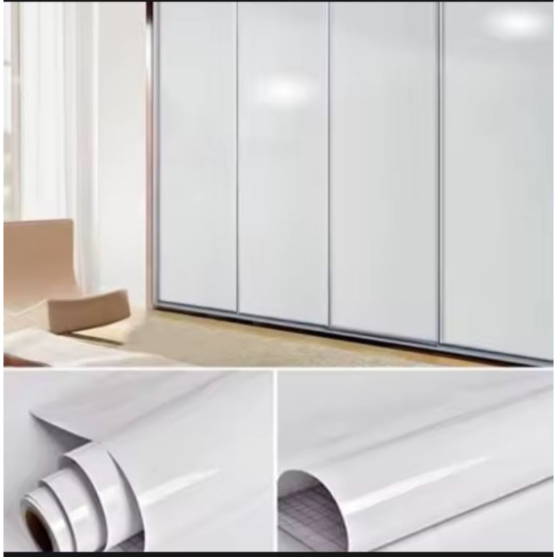 Wallpaper Walpaper Sticker Stiker Putih Polos Glossy Glos