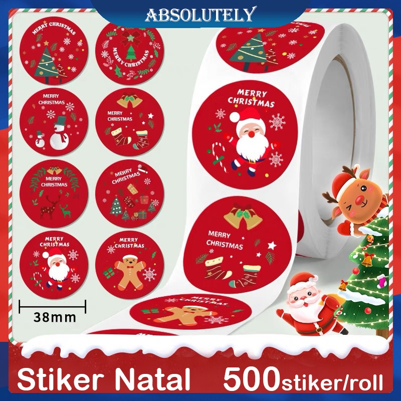 

500pcs Gulungan Stiker Natal Label Makanan Penyegel Kotak Hadiah Dekorasi Stiker Kartun Natal Dekorasi Hadiah Natal Stiker Penyegel Label Berperekat Dekorasi Kemasan Kotak Hadiah Toples Kue Kering Logo Christmas Decoration