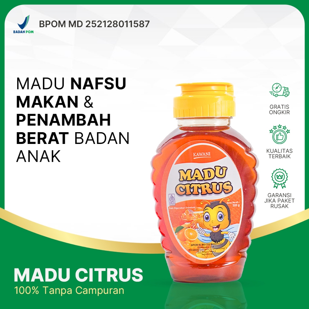 

Madu Citrus - Madu Nafsu Makan Anak Penambah Berat Badan Anak Asli BPOM 100% Tanpa Campuran