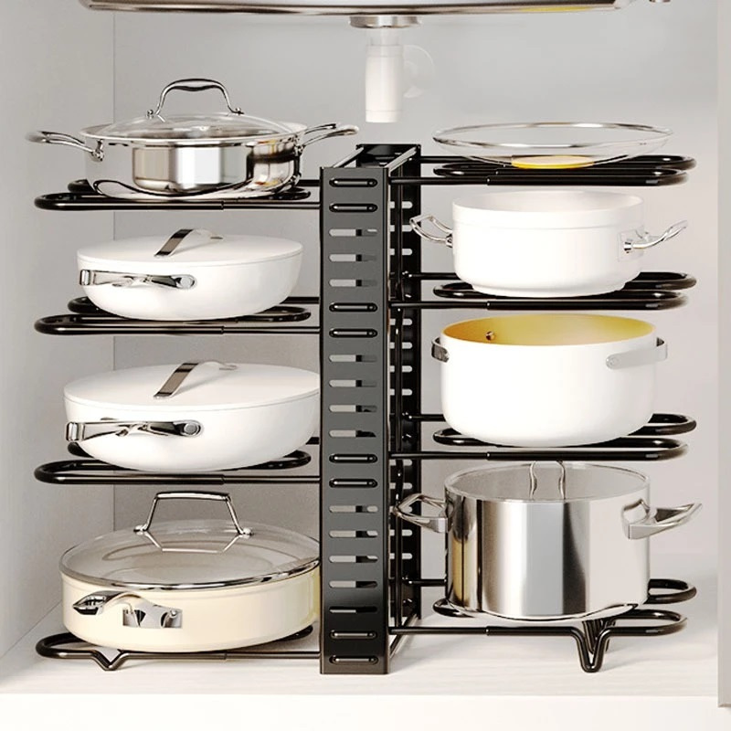 Rak Panci Bawah Wastafel Rak Panci Dapur 8 Susun Rak Tutup Panci  Rak Piring Panci Wajan Besi