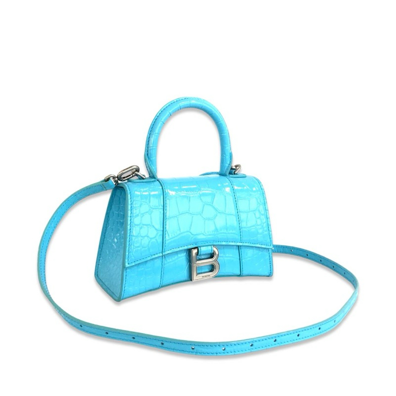 Balen Leather Hourglass Top-Handle Small Bag