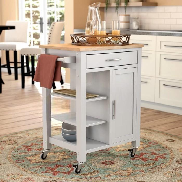 Meja Makan Dorong - Meja Troli - Meja Dapur Laci 1 - Meja Portable - Meja Kitchen Dapur | Mebel Jepa