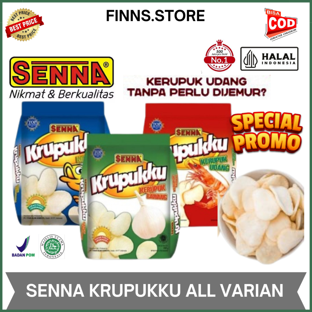 

- Senna Krupukku Udang, Ikan , Bawang 200gr / Snack / TERMURAH 100% ORIGINAL