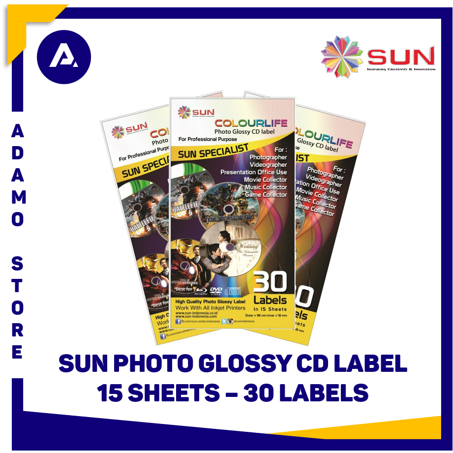 

Kertas CD Sun Colourlife Photo Glossy CD Label 30 Labels