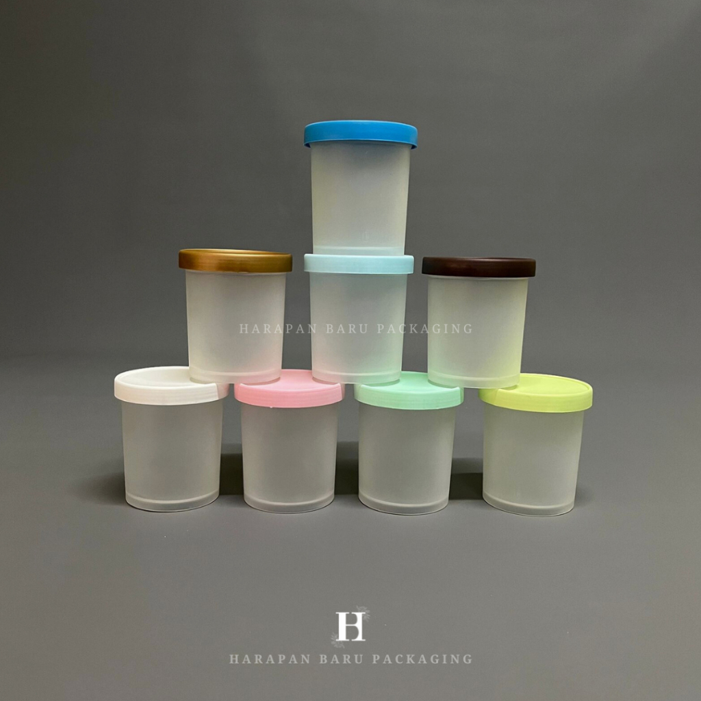 HB Pot Jar Kosmetik Cream Skincare 200ml Transparant - Pot Lulur - Wadah Masker - Wadah Gelato - Tem