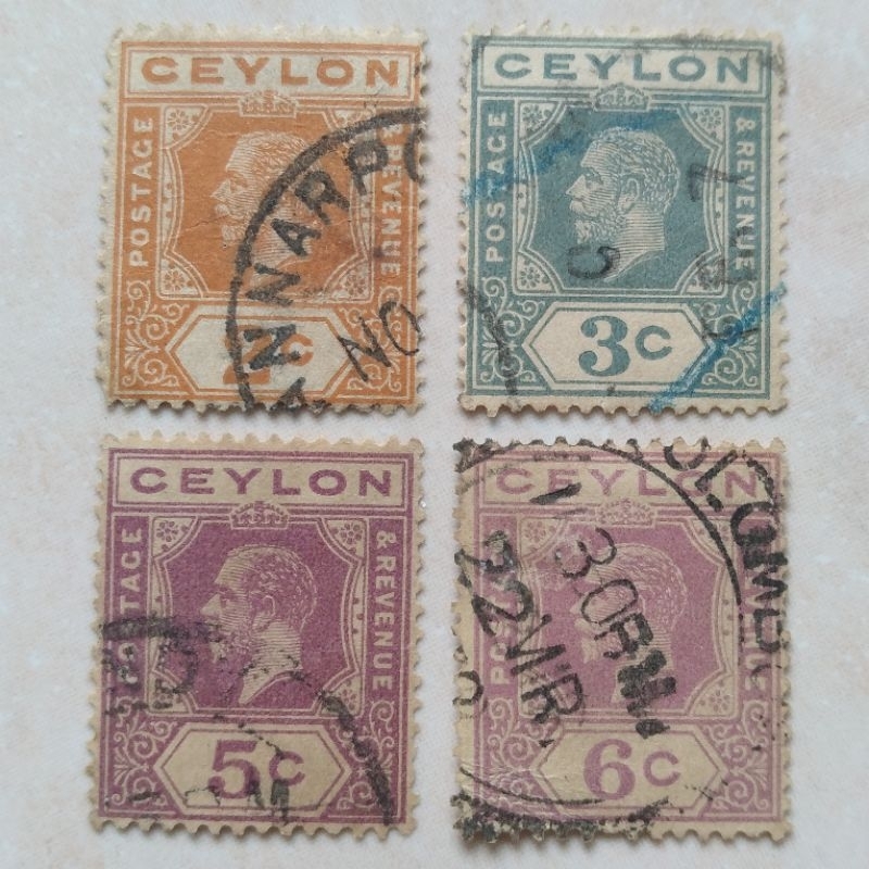 

Perangko Prangko Kuno Ceylon Sri Lanka 4 Pcs 1912-1923 George V - YN1922