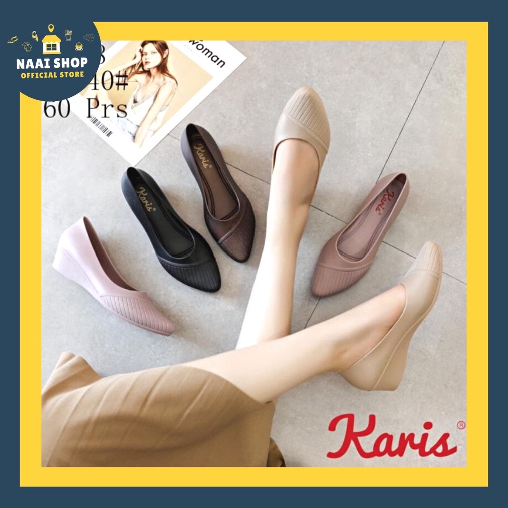 KODE S63W Sepatu Wanita Wedges Model Salur Kekinian Tinggi Heels  4 CM Size 364 Wedge Jelly Shoes Ka
