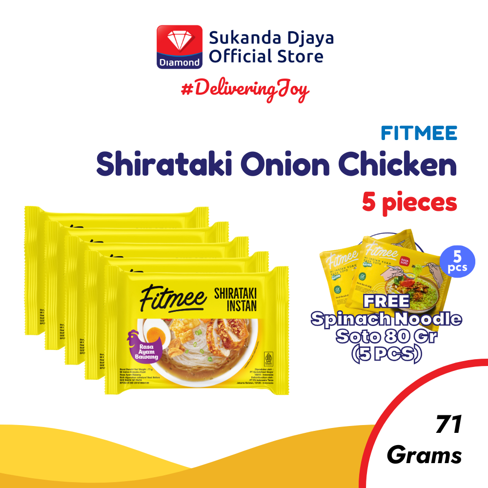 

Fitmee Mie Instan Sehat Shirataki Ayam Bawang 5 Pcs FREE Bayam Soto 5 Pcs