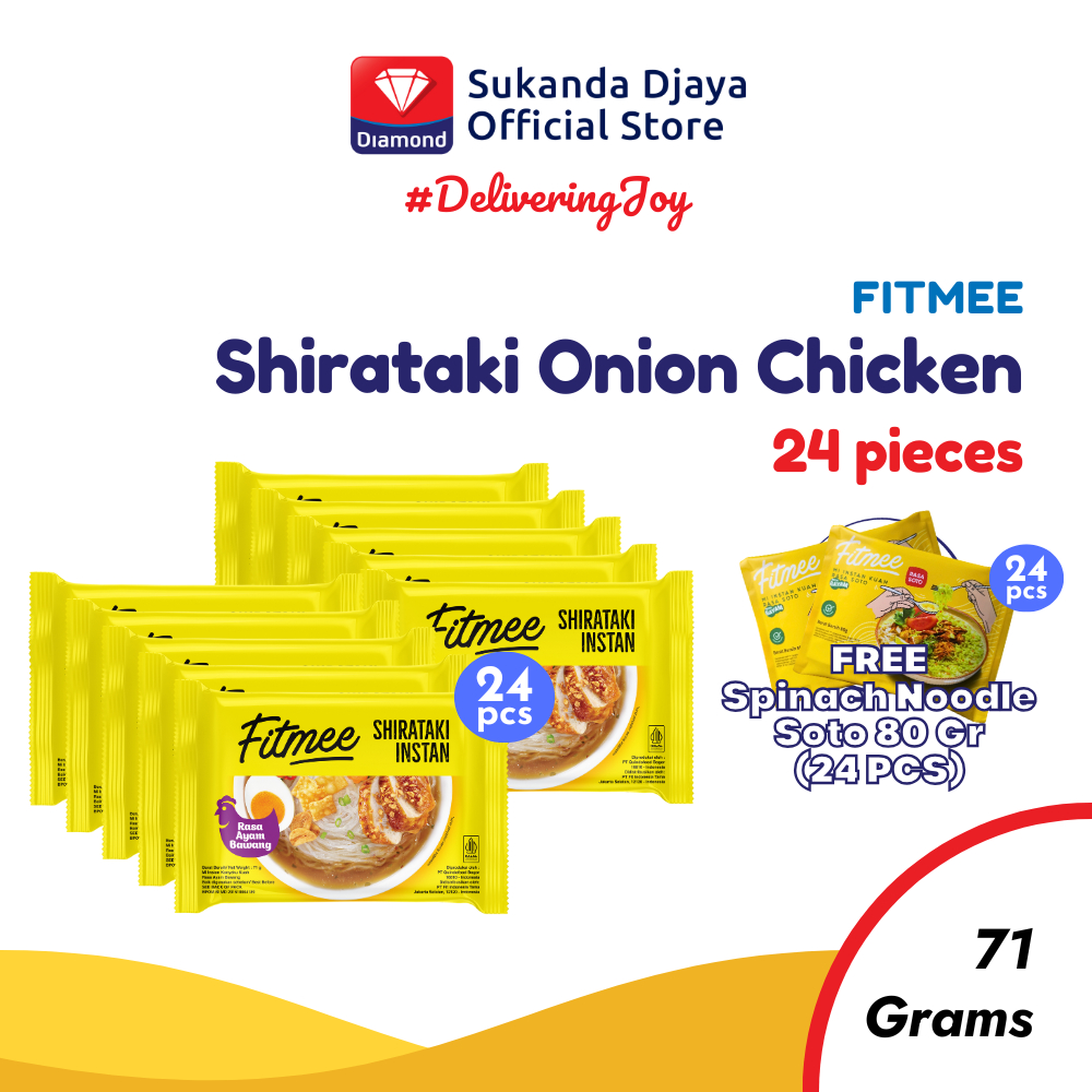 

Fitmee Mie Instan Sehat Shirataki Ayam Bawang 24 Pcs FREE Bayam Soto 24 Pcs