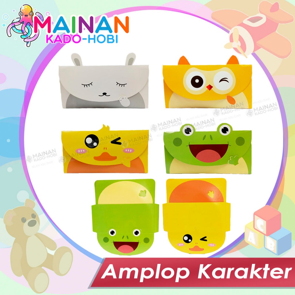 

HOBI KOLEKSI KERTAS AMPLOP ANGPAO 2 IN 1 KARTU UCAPAN MOTIF KARAKTER LUCU