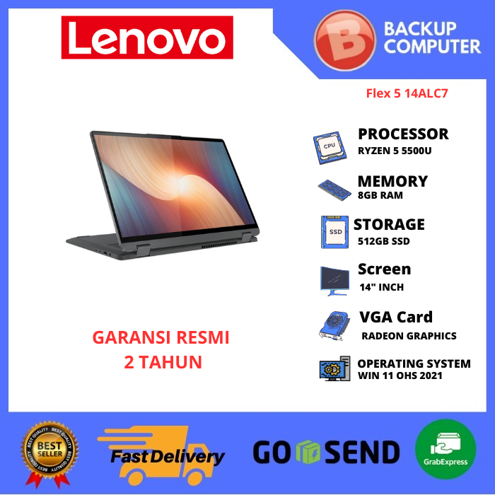 LAPTOP 2IN1 LENOVO Flex 5 14ALC7 82R900FXID Ryzen 5 5500U 8GB RAM