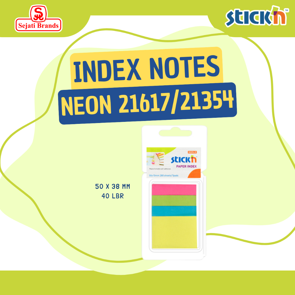 

Stick'n Paper Index 21617 Neon (2in1) Sticky Note Memo