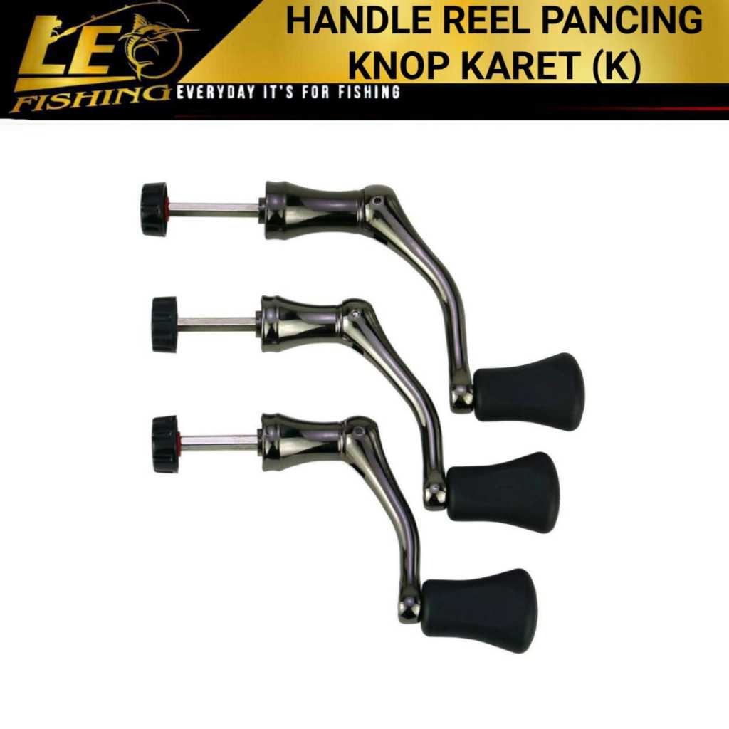 HANDLE REEL PANCING CNC HITAM BESI METAL KNOP KARET (K) (HDLKK) UKURAN 1000 2000 3000 4000 5000 6000