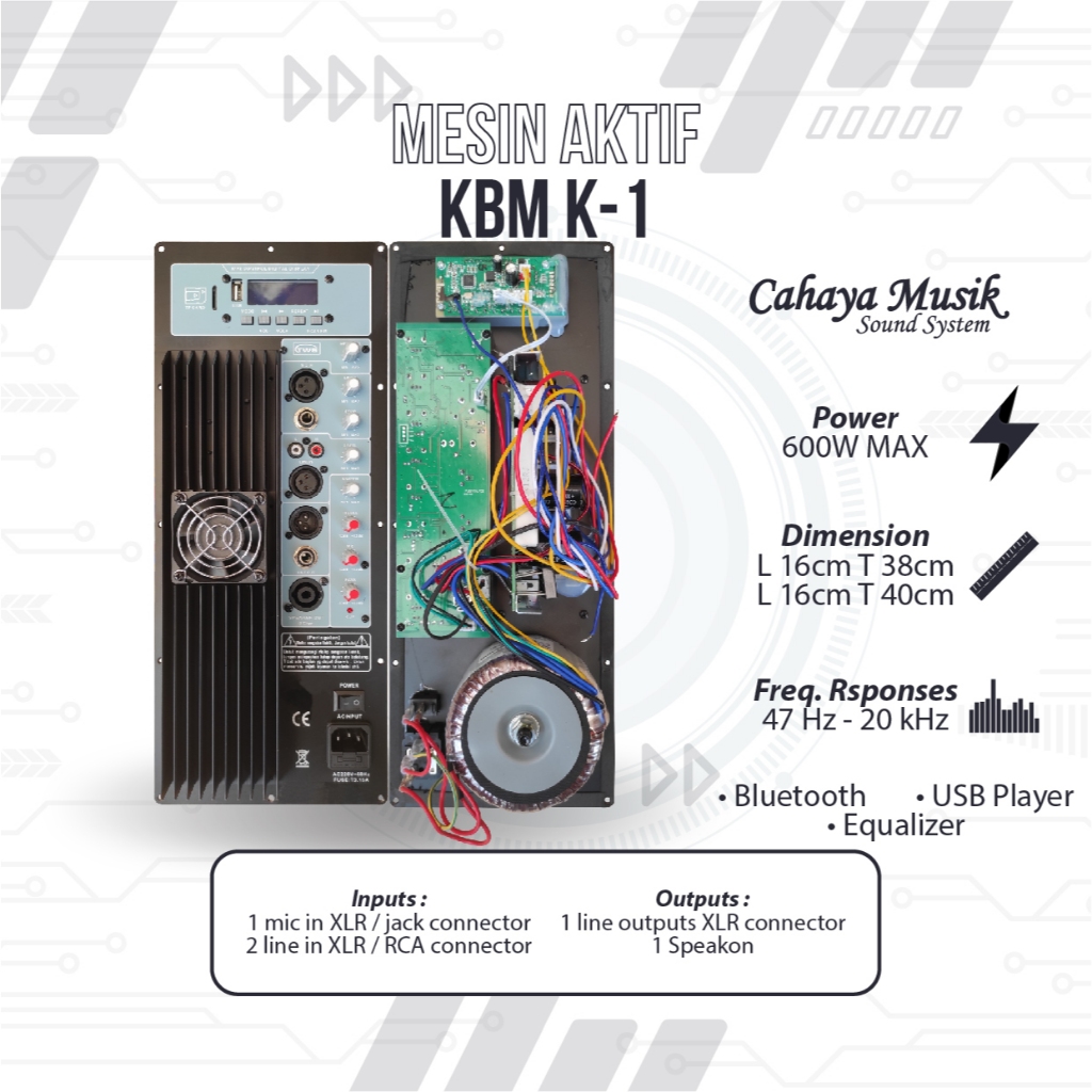 Mesin Speaker Aktif / Power Kit Aktif 600 Watt Original KBM