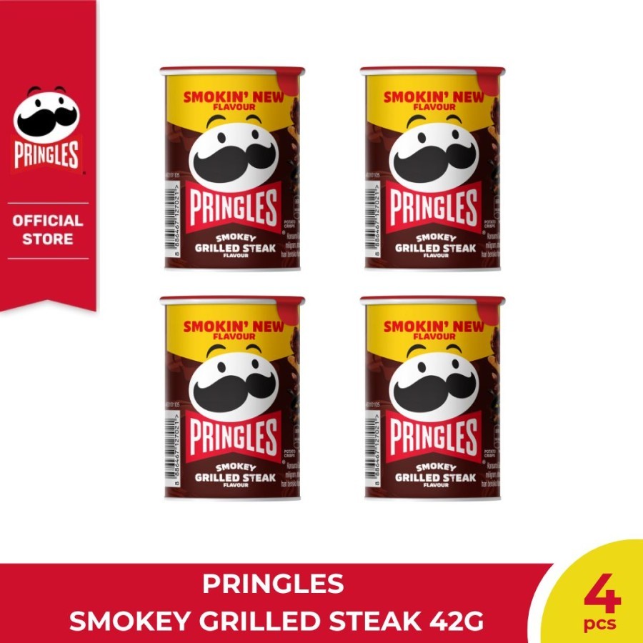 

[BUNDLE 4pcs] Pringles Snack Keripik Kentang Smokey Grilled Steak 4x42g