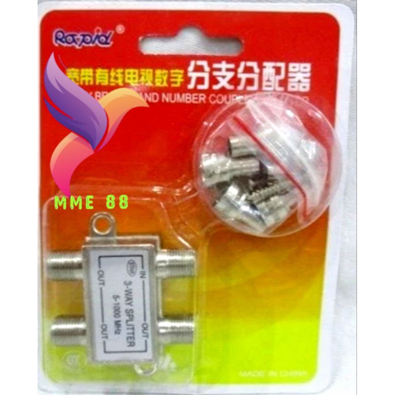 Splitter Rapid 3 Way Splitter Pembagi Antena TV