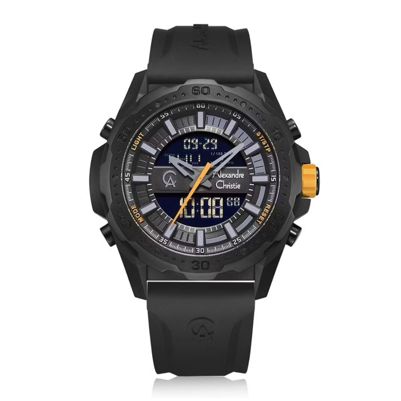 Jam Tangan Pria Alexandre Christie AC 9370 MH Black Yellow Origin