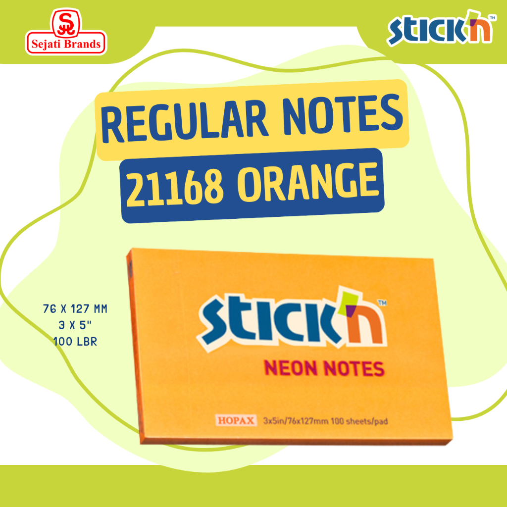 

Stick'n Regular Notes 21168 (3X5) Neon Orange - Memo pad - sticky note