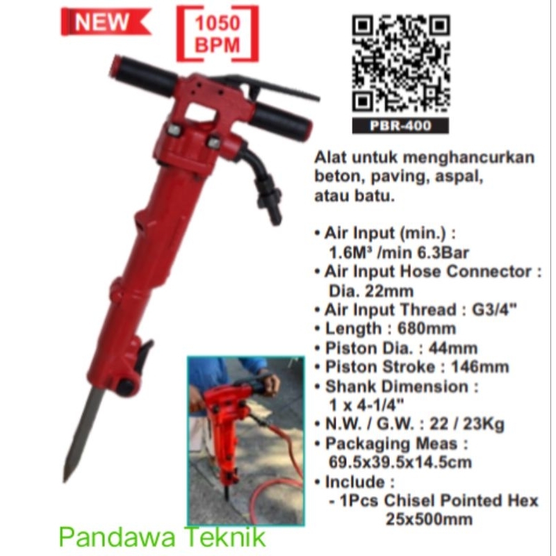 jack hammer pneumatic mesin bobok beton wipro PBR 400