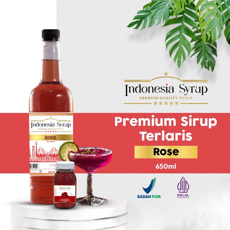 

Sirup Premium Rasa Rose Minuman Sirop Flavoured Syrup Halal BPOM 650 ml Indonesia Sirup Omura Powder
