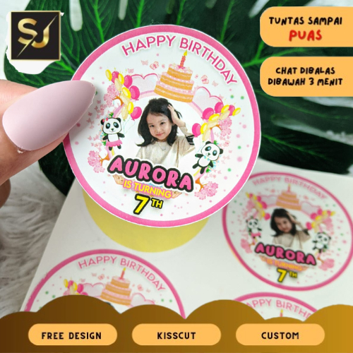 

4-9 Sticker Bulat Ulang Tahun Anak Stiker Ultah Free Design Template Birthday Sangjaya Chromo Murah