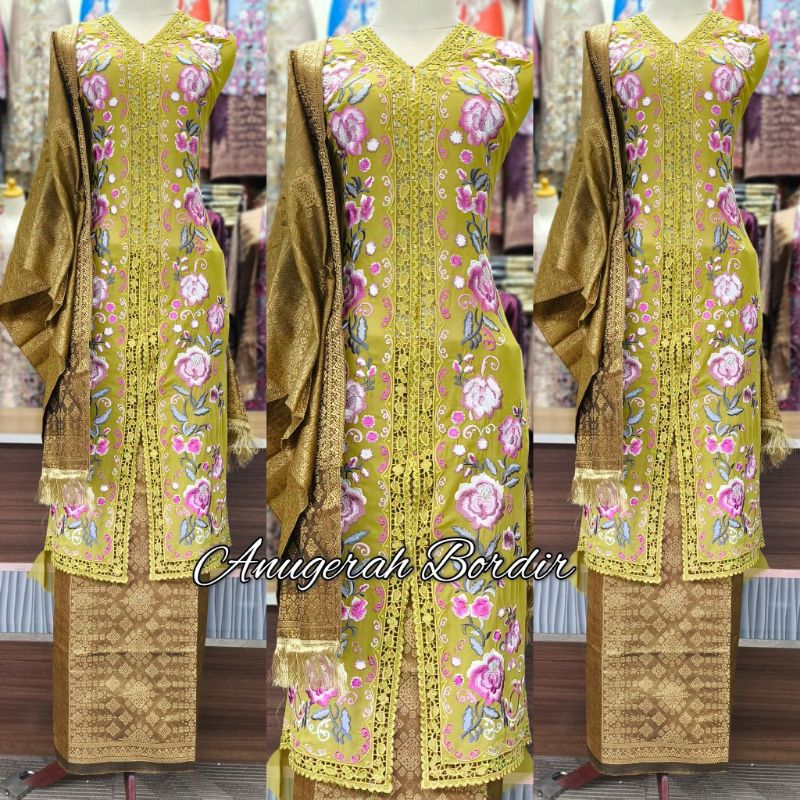 Bahan kebaya bordir suji khas Bukittinggi bahan ceruty