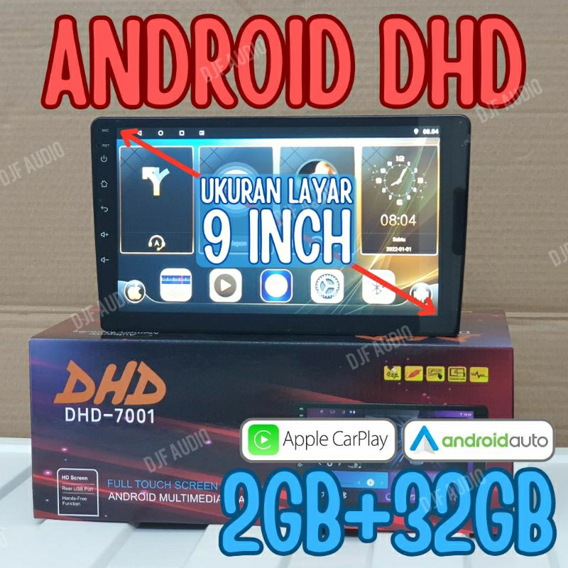 Head Unit Android DHD 7001 - layar 9 inci 9 Inch - 2GB+32GB - RAM 2GB - ROM 32GB - Double Din Androi