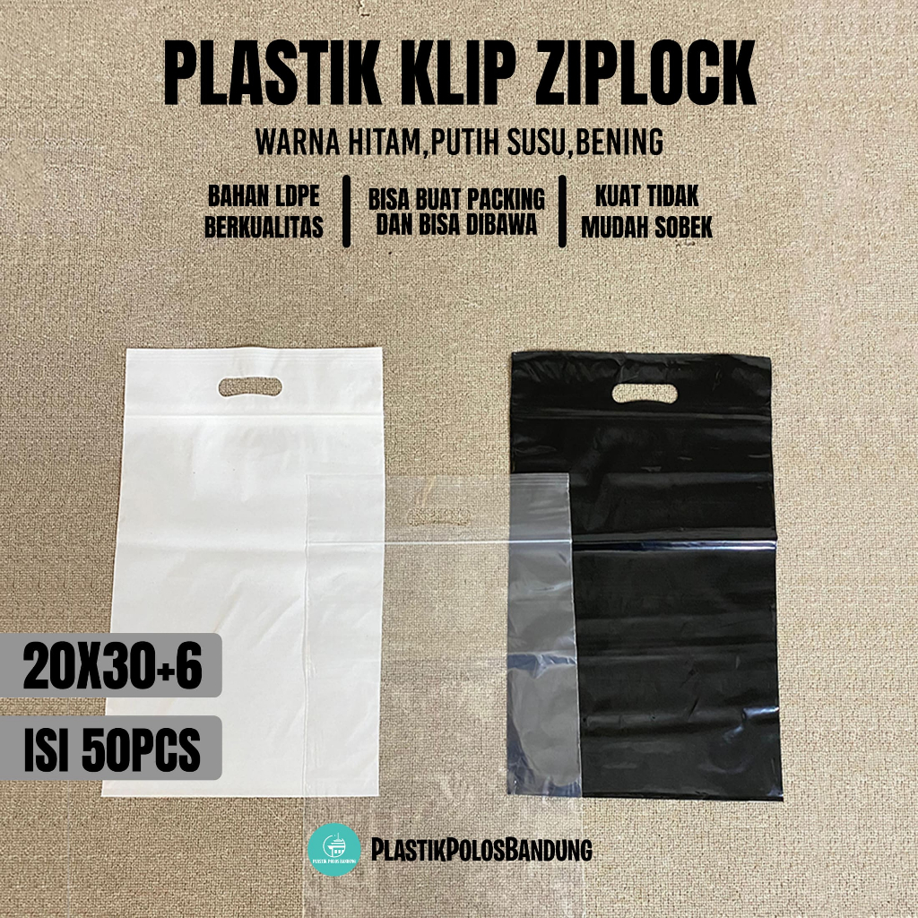 Plastik Pe Klip (Harga per 1 Pack Isi 50pcs) Plastik Pe Klip Bening 20x30+7 cm Kemasan Sarung,Baju B