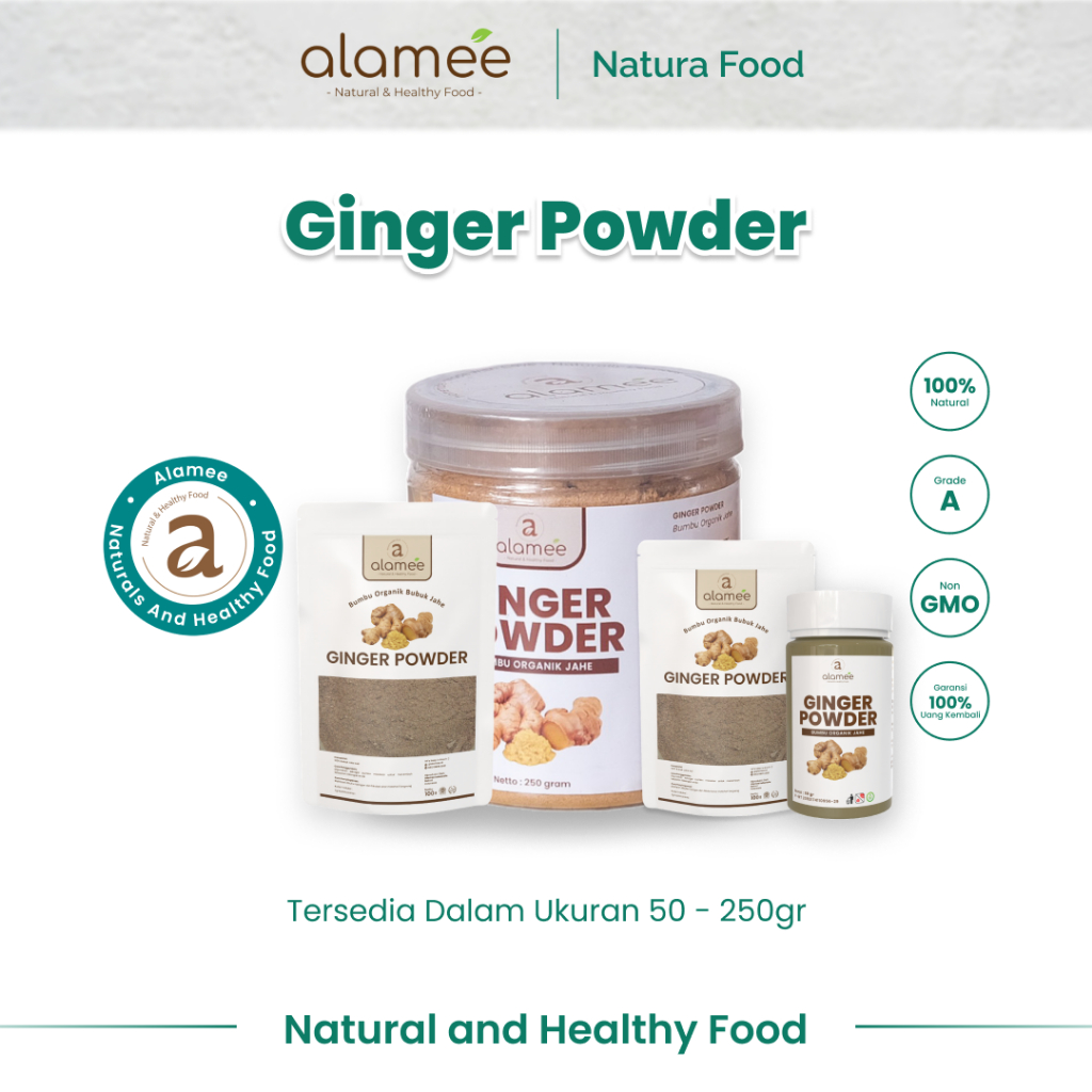 

ALAMEE Ginger Powder Jahe Putih Bubuk Minuman Herbal Bumbu Dapur Instan Organik kebunsubur Kebunsubur