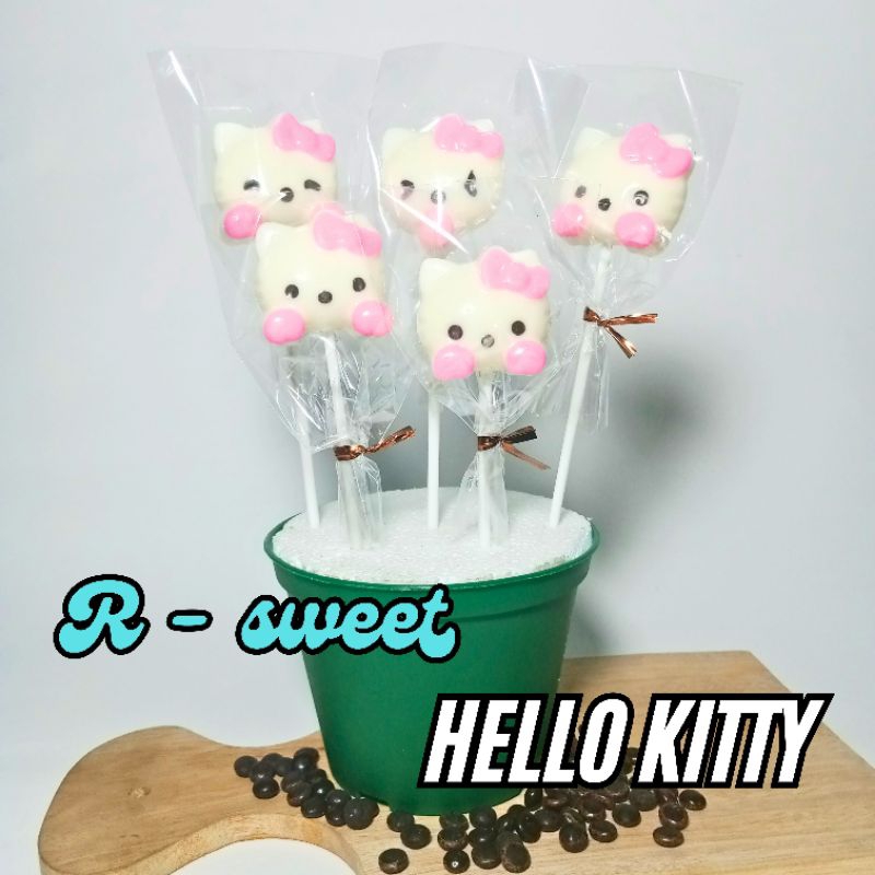 

Coklat lolipop karakter HALLO KITTY / Coklat souvenir / Coklat ultah