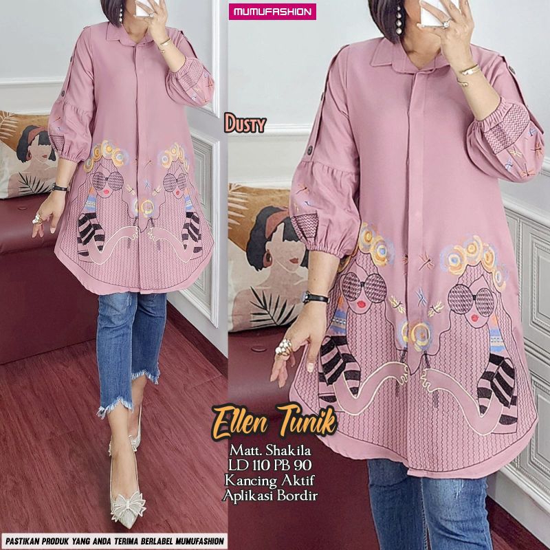 wyhomeshop-Ellen tunik atasan wanita bordir kekinian by mumufashion