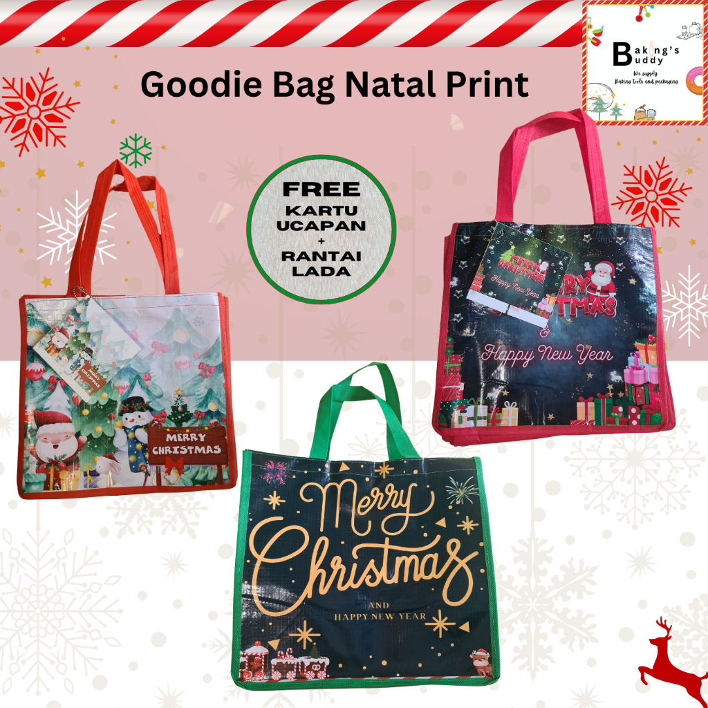 

Goodie Bag Tas Spunbond NATAL print gambar