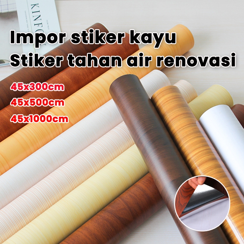 【Barang spot】stiker serat kayu stiker kayu wallpaper motif kayu wallpaper meja kayu anti air