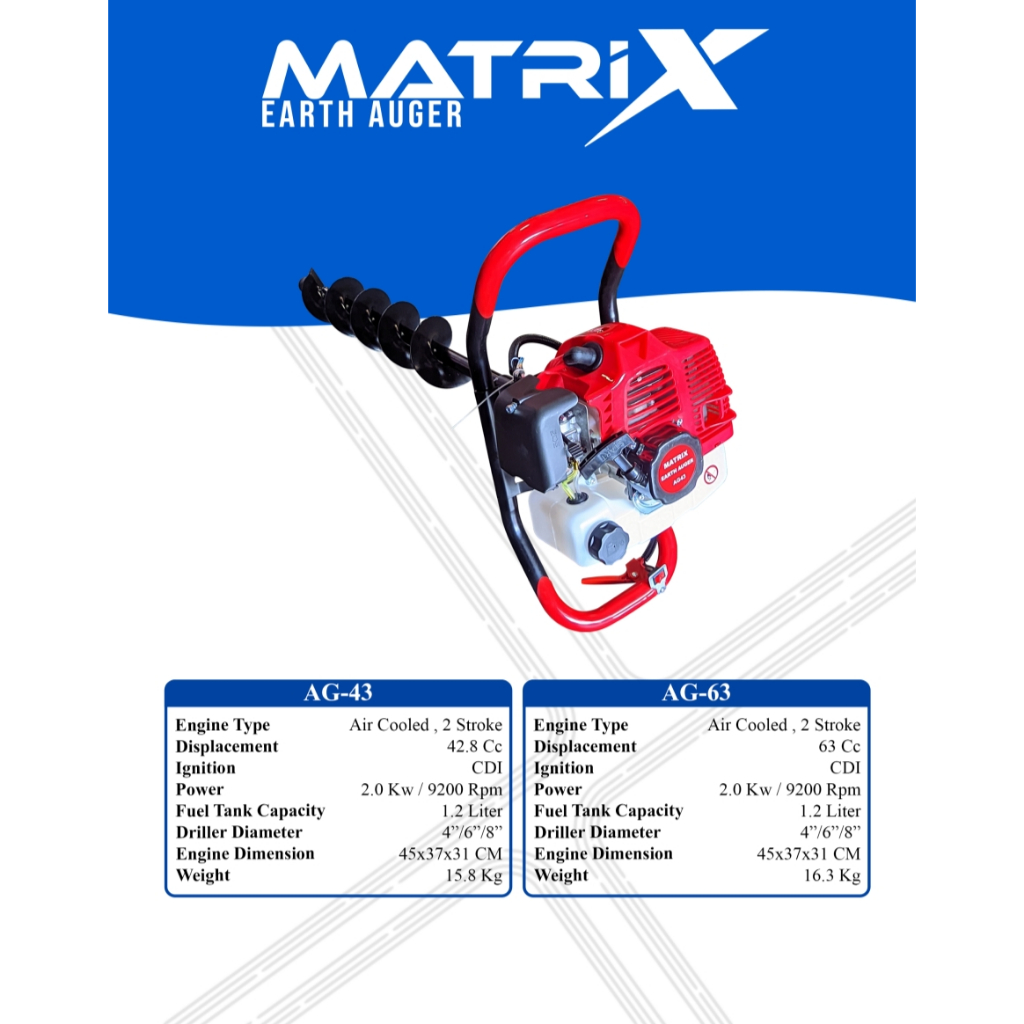 Earth Auger Mesin Bor Tanah AG63 Matrix
