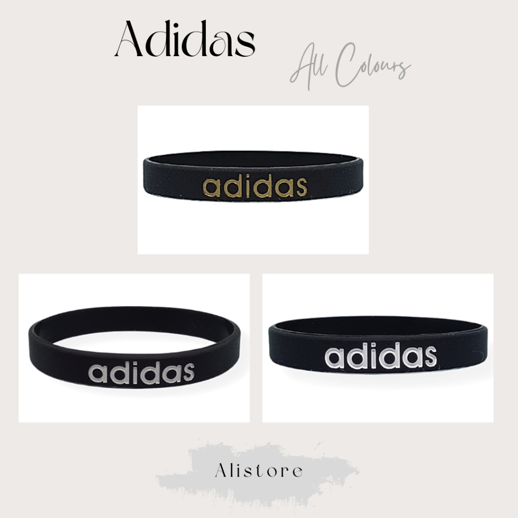 Gelang Tangan Karet Hitam Pria Distro Adidas Bracelet Rubber Kasual Sport