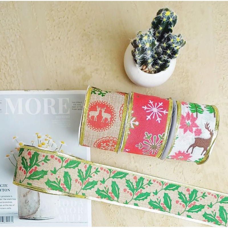 

Pita Natal Motif Rusa dan Glitter