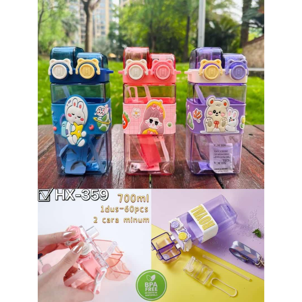 BOTOL MINUM  KUROMI 2 IN 1 TERLARIS  KAPASITAS 580 ML BPA FREE ( TANPA BOX , BOTOL SAJA)