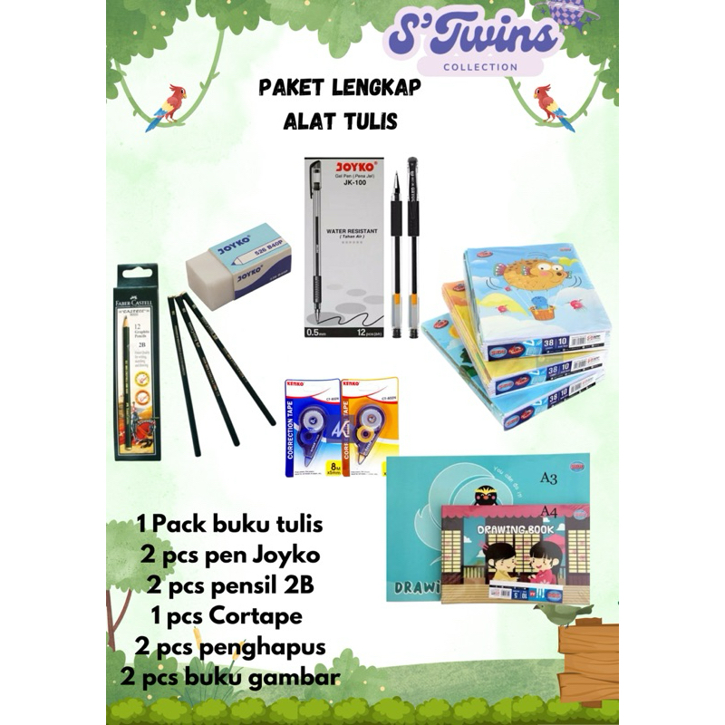 

(S'Twins Collection) - Paket Lengkap alat tulis set 6in 1 peralatan sekolah Murah