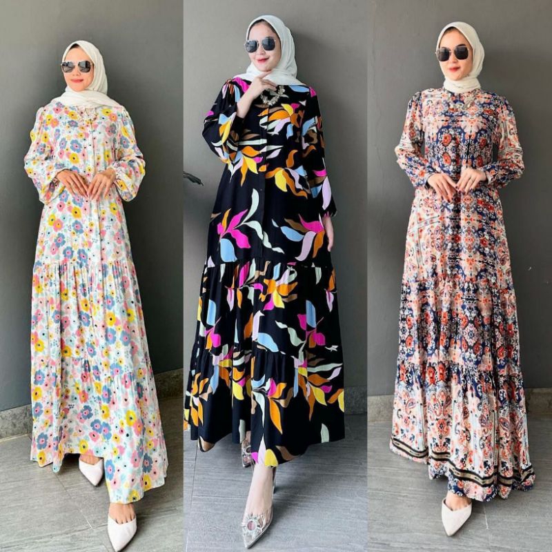DEVINA DRESS DIAMOND ORI GAMIS WANITA MOTIF BUNGA