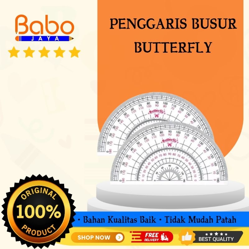 

BABO JAYA Penggaris Busur Derajat Butterfly/Alat Ukur/Alat Sekolah